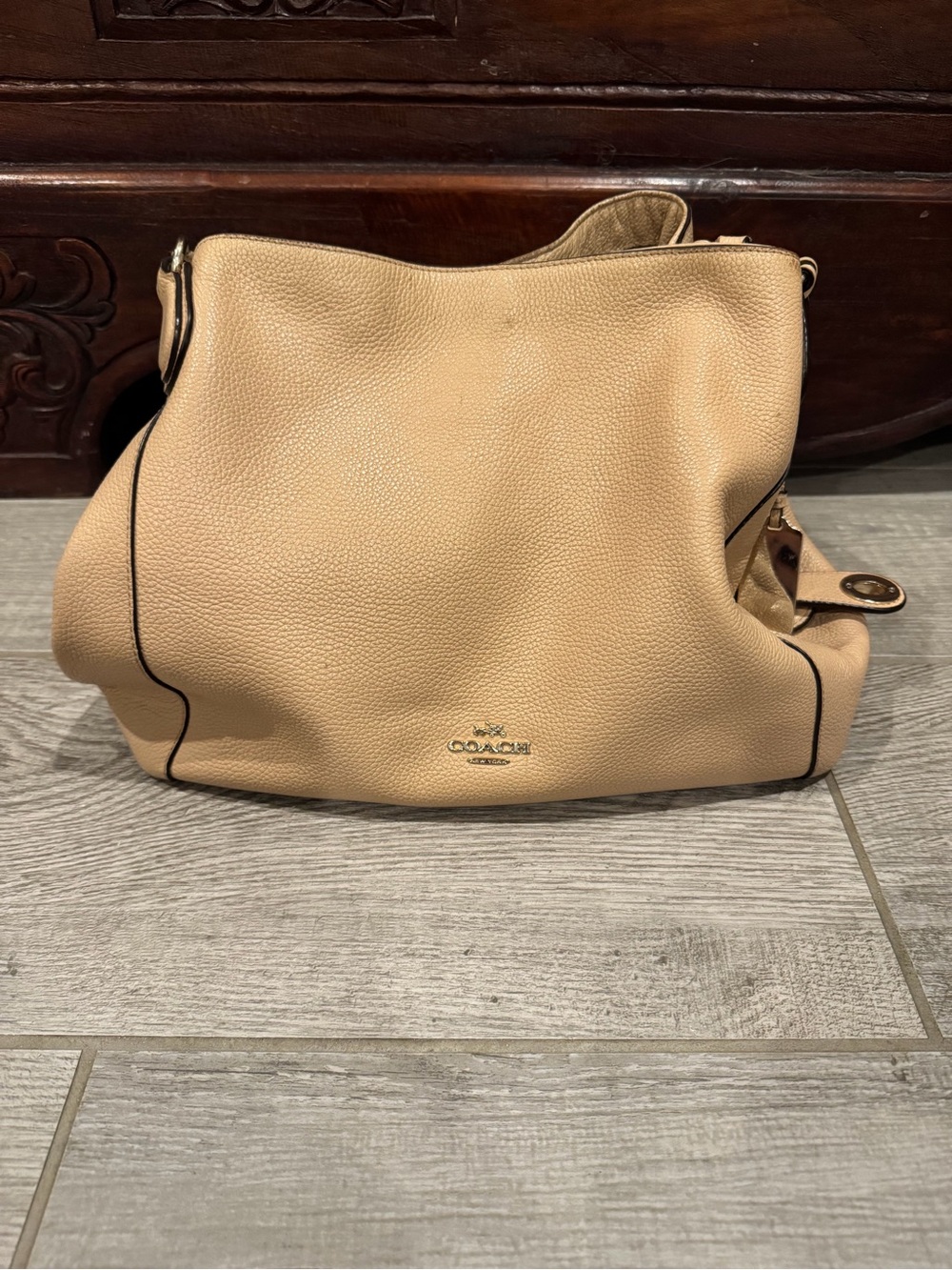Coach Tan Pebbled Leather Hobo Shoulder Bag